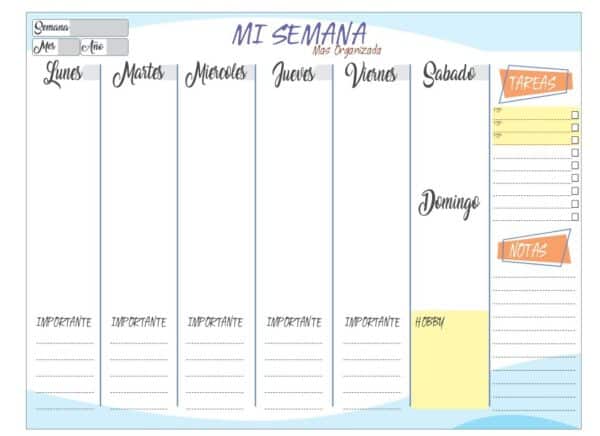 Tablero en vidrio templado Módulo 80*60 Cm Semanario